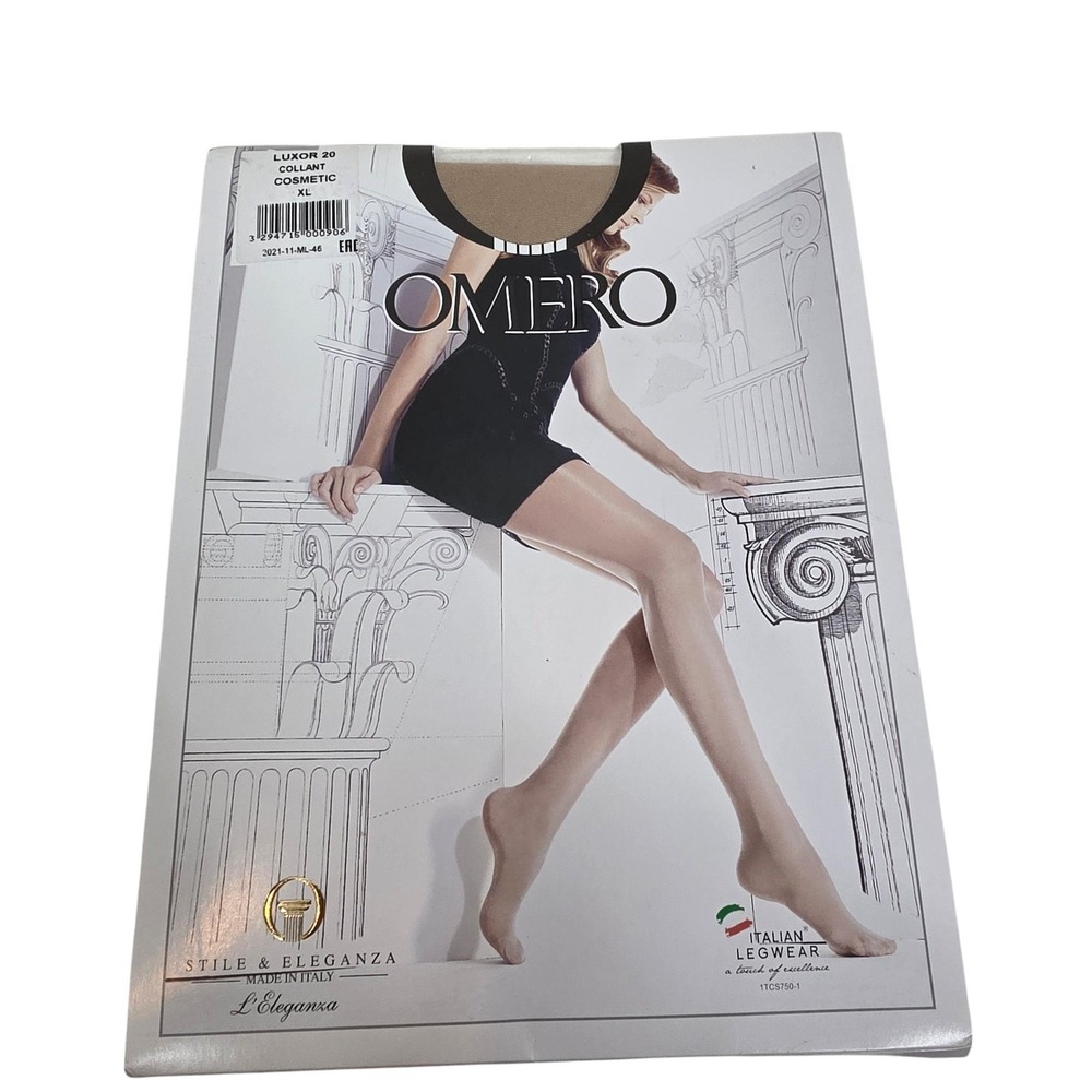 OMERO Luxor 20 Pantyhose Womens XL Cosmetic Beige Sheer Shimmery Italian